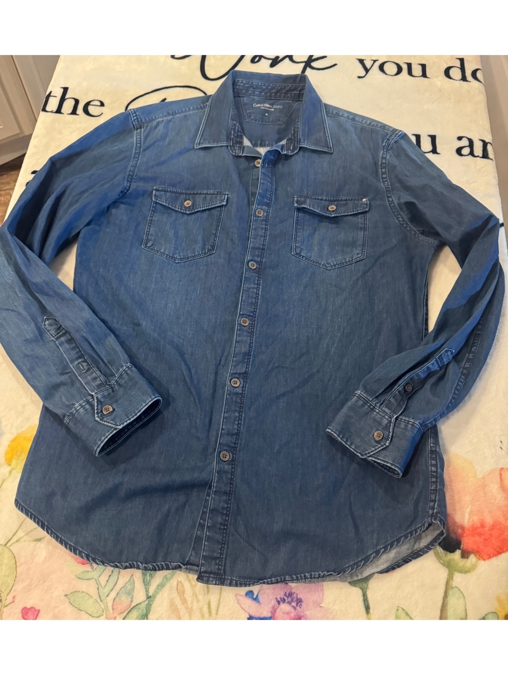 Calvin Klein Jeans Men's Blue Button-Down Casual Shirt - Size M
